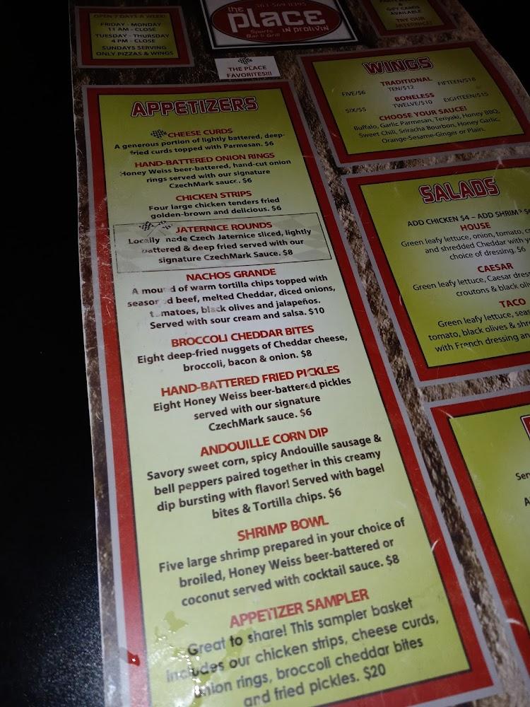 The Place in Protivin Menu image 3